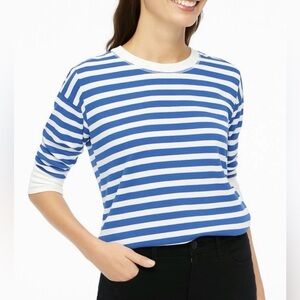 NWT J. Crew Blue and White Striped Women's long sleeved Tee - XXS